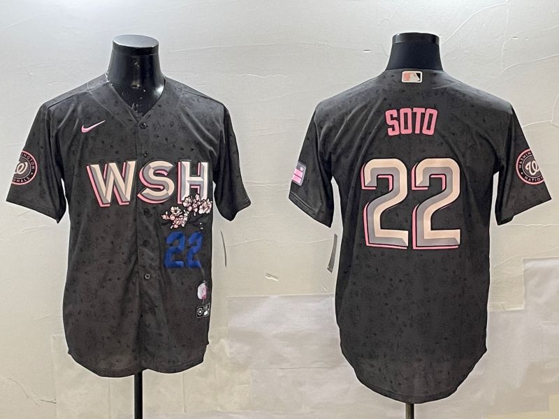 Men Washington Nationals #22 Soto Grey City Edition Game 2025 Nike MLB Jersey style 3